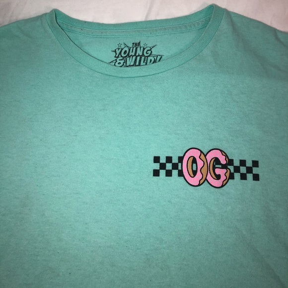 Men’s The Young & Wild! OG Graphic Short Sleeve T-Shirt Size Large Mint Green - Picture 2 of 7